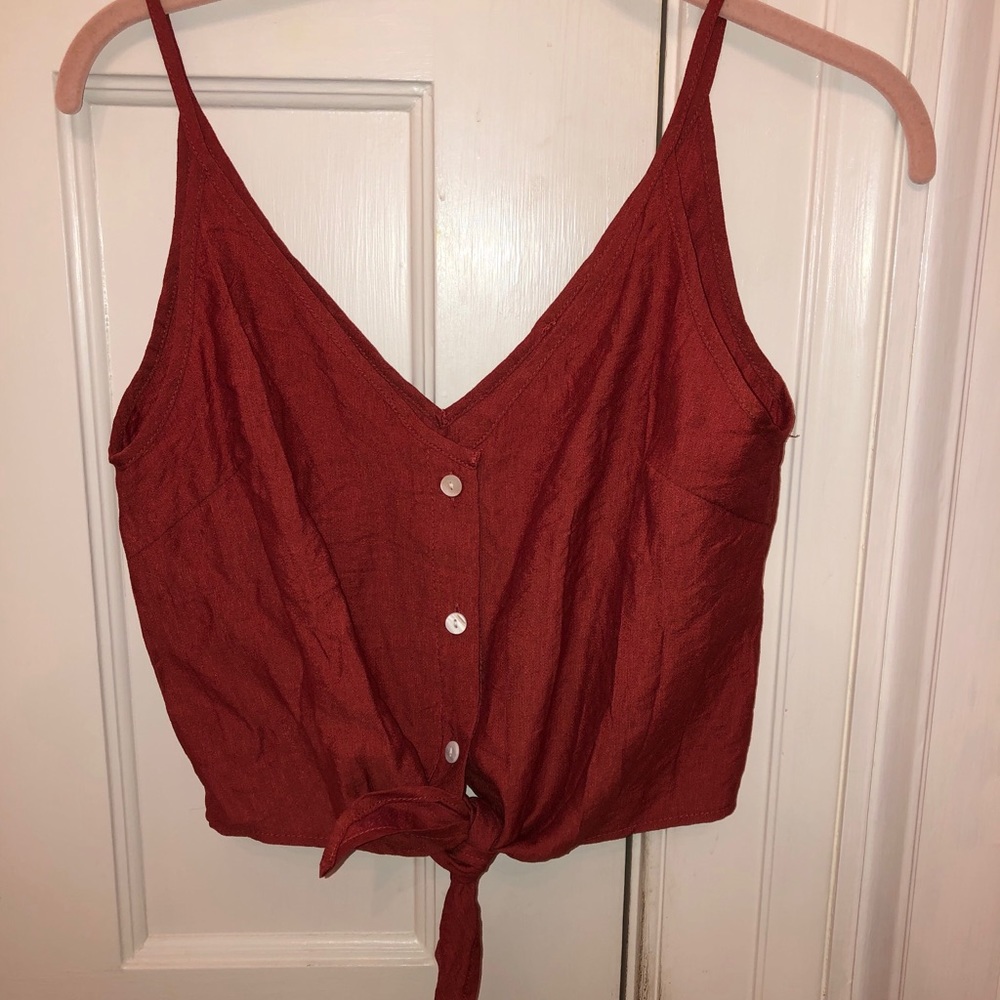 orange tie crop top